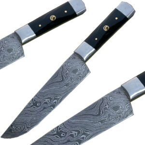 Damascus Steel Chef Knife (Buffalo Horn Handle) 1