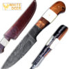 White Deer Custom Made Damascus Skinner  Knife w/ Full Tang Bone Walnut-Wood