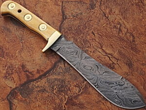 WHITE DEER MAGNUM Damascus Steel Handmade Hunting Knife w Authentic Buffalo Bone Handle
