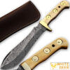 WHITE DEER MAGNUM Damascus Steel Handmade Hunting Knife w Authentic Buffalo Bone Handle