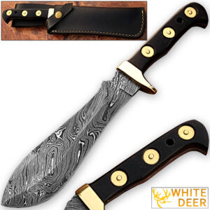WHITE DEER MAGNUM Damascus Steel Handmade Hunting Knife | Authentic Buffalo Horn Handle