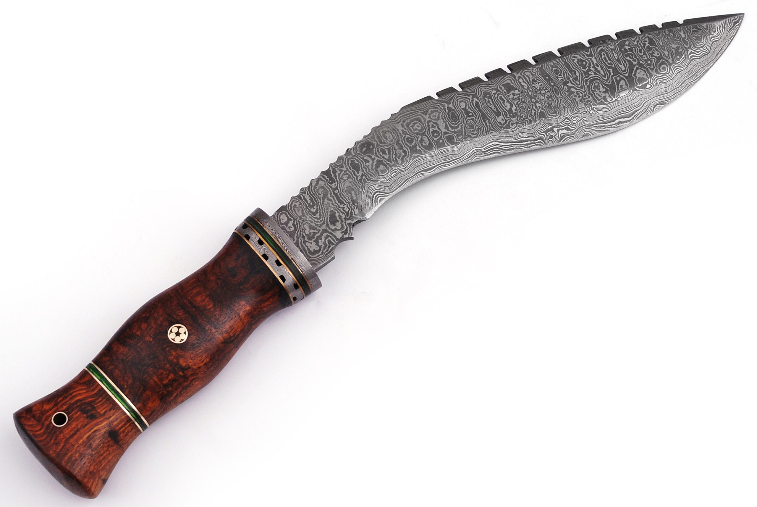 Hand Made Damascus Steel Kukri Knife Cocco Bolo Wood Handle Damascus Boster