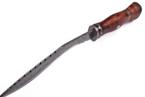 Hand Made Damascus Steel Kukri Knife Cocco Bolo Wood Handle Damascus Boster