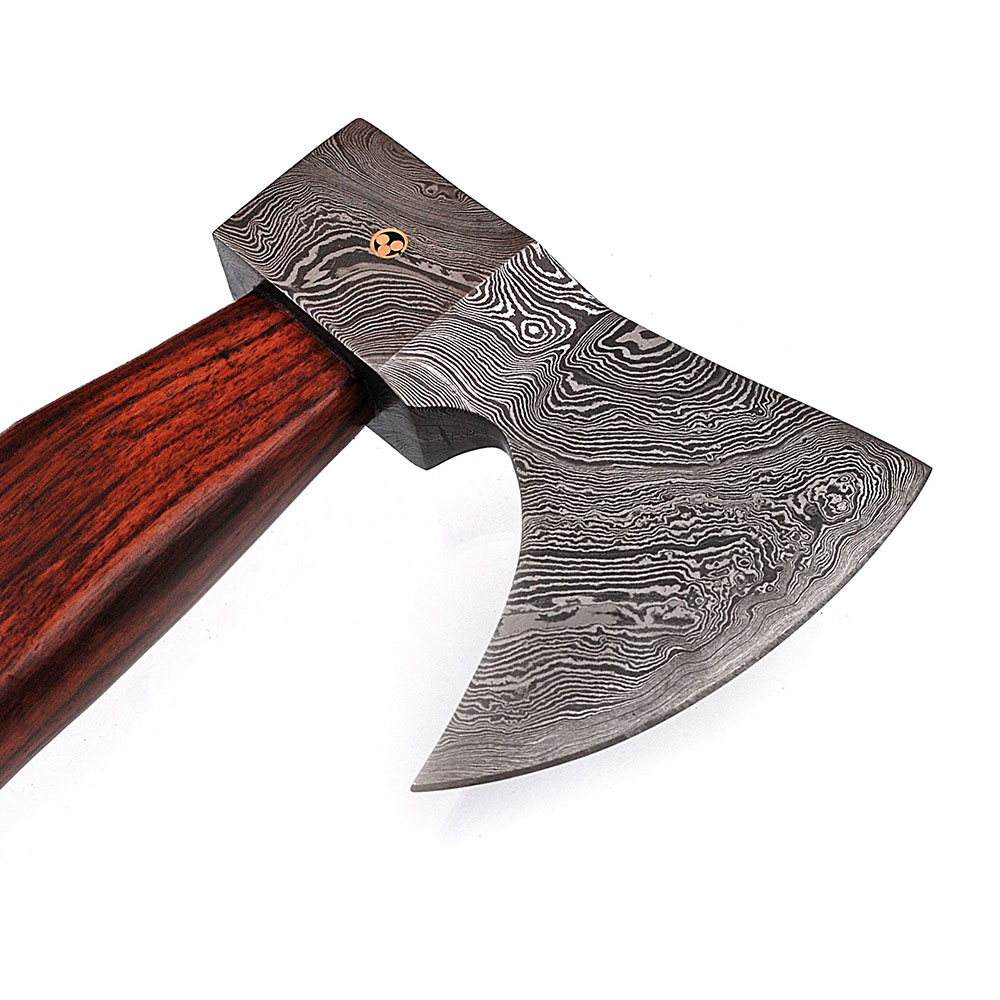 WHITE DEER Hand Forged Viking Axe With Custom Damascus Steel Head