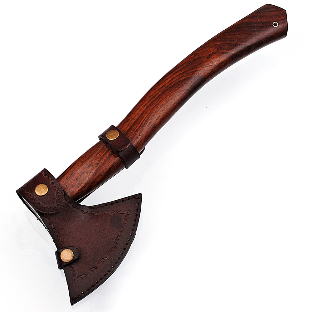 WHITE DEER Hand Forged Viking Axe With Custom Damascus Steel Head Cocobolo Wood Handle