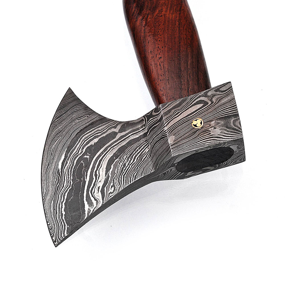 WHITE DEER Hand Forged Viking Axe With Custom Damascus Steel Head Cocobolo Wood Handle