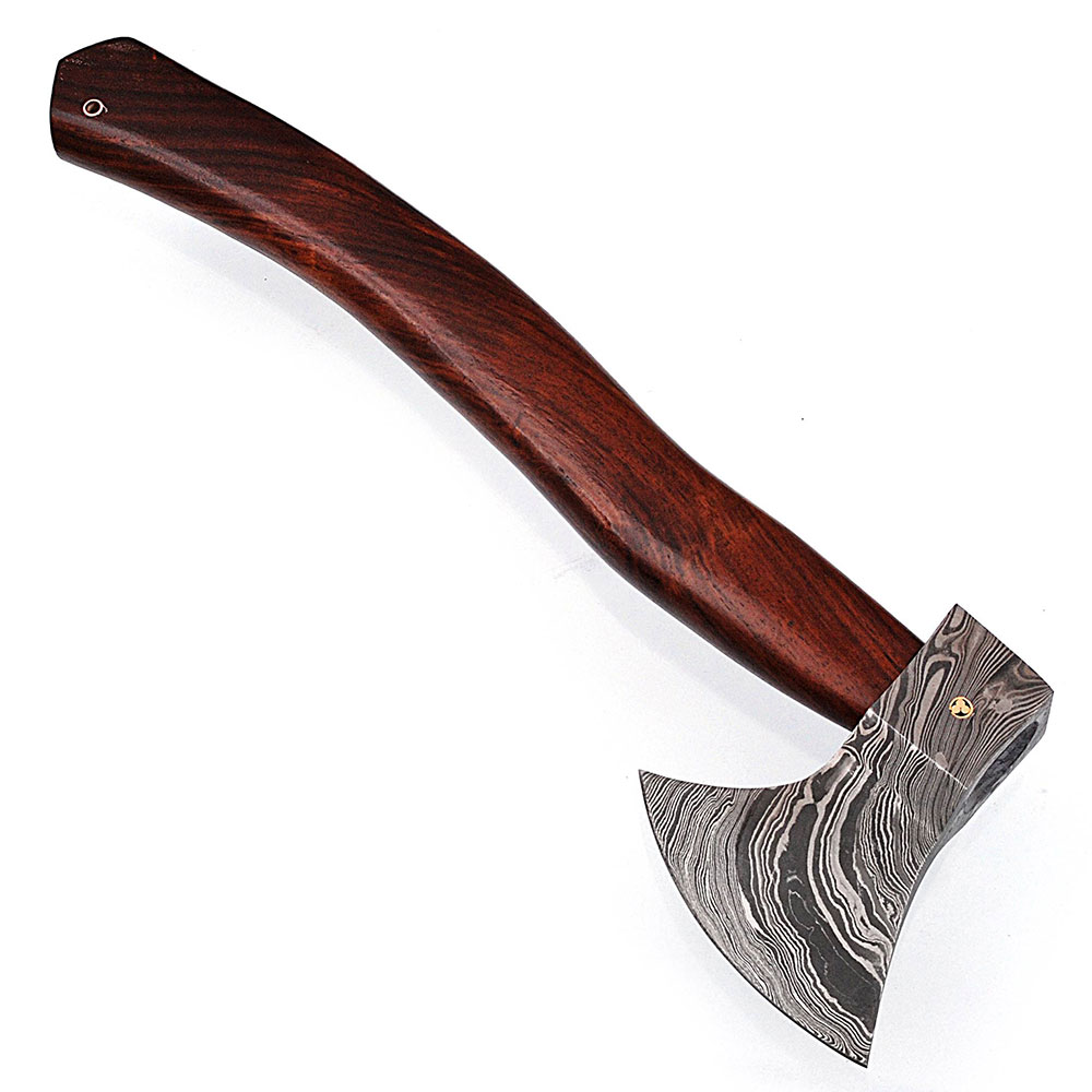 WHITE DEER Hand Forged Viking Axe With Custom Damascus Steel Head Cocobolo Wood Handle