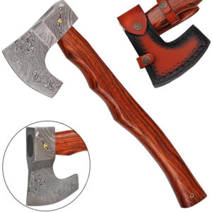 WHITE DEER Hand Forged Viking Axe Custom Damascus Steel Head