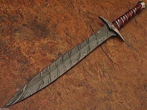 Custom Made Damascus Steel Fantasy Sword Hand Made