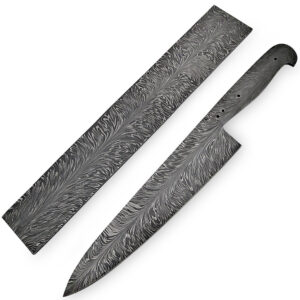 White Deer Damascus Steel Billet Feather Pattern Welded 12in x 2in x 4.88mm Raw