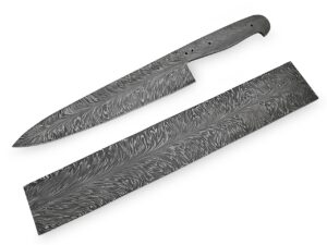 White Deer Damascus Steel Billet Feather Pattern Welded 12in x 2in x 4.88mm Raw