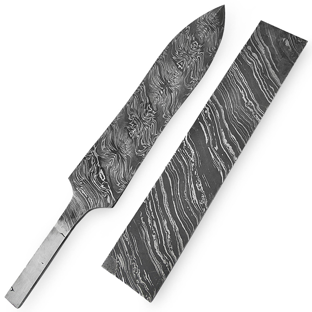 White Deer Damascus Steel BLOSSOM Pattern Billet Forge Welded 10in x 2in x 5.5mm Raw