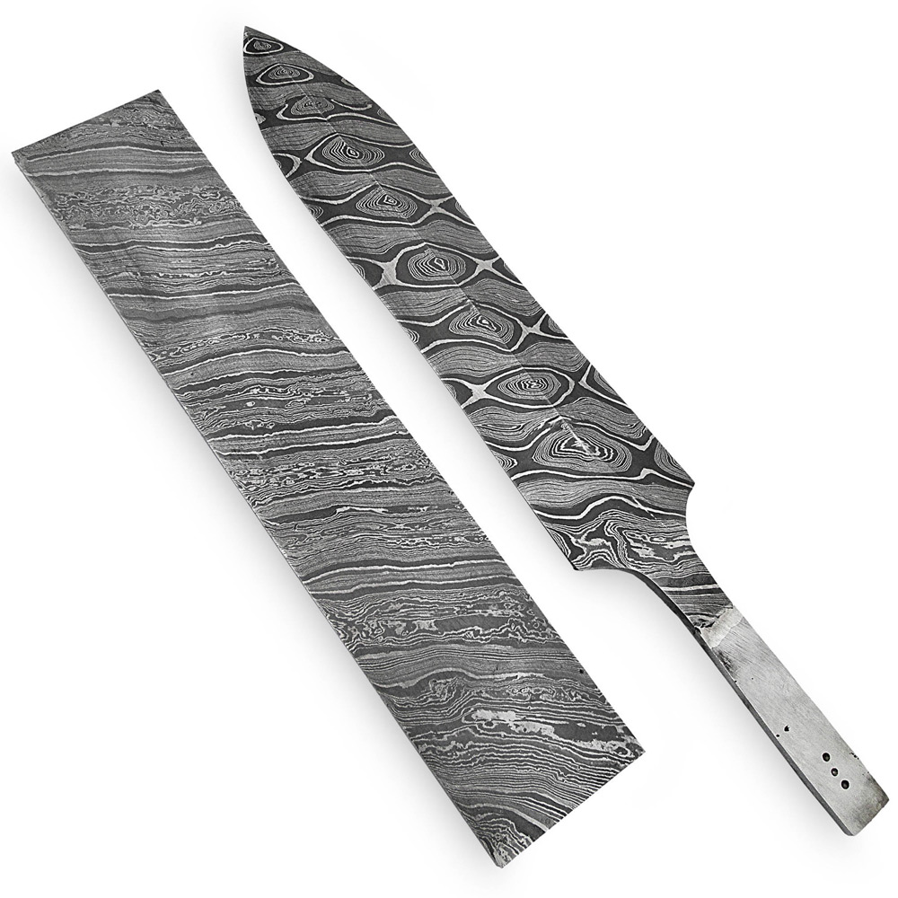 White Deer Damascus Steel DIAMOND BACK Pattern Billet Forge Welded 10in x 2in x 5.5mm Raw