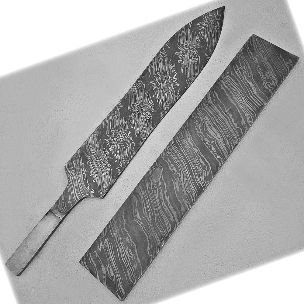 White Deer Damascus Steel ZEBRA Pattern Billet Forge Welded 10in x 2in x 5mm Raw