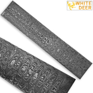 White Deer LADDER PATTERN Billet Damascus Steel Forge Welded 10in x 2in x 5mm Raw