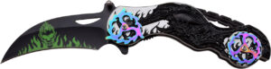 Dark Side Blades Chopper Spring Assisted Biker Knife Demonic Ballistic Series Black