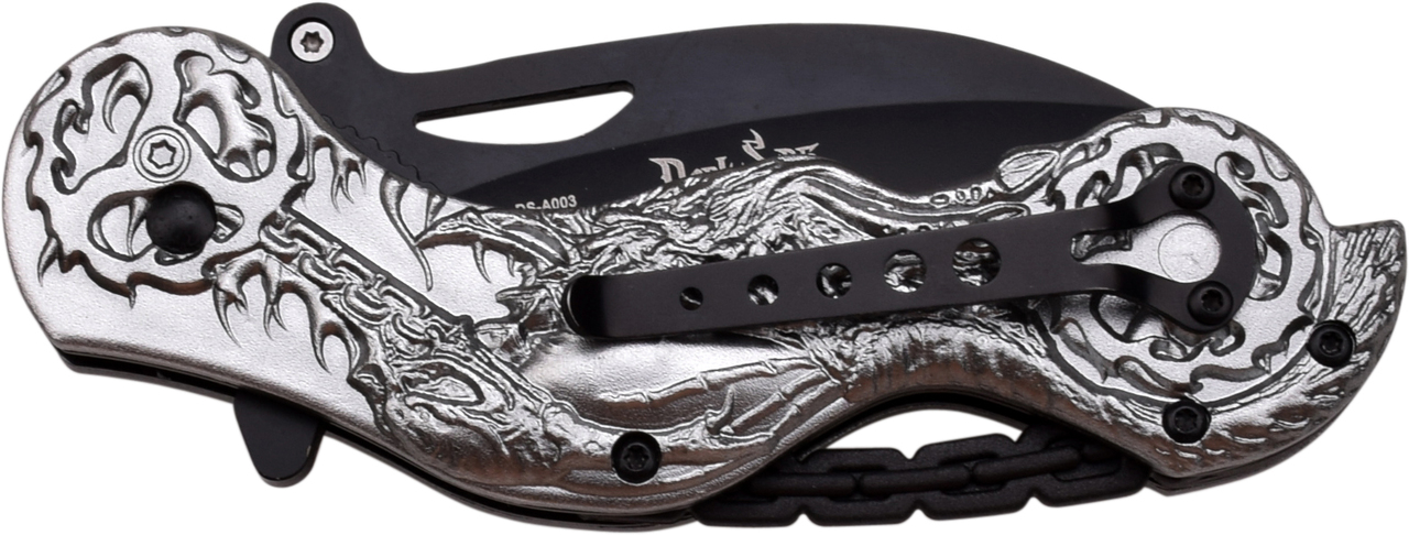 Dark Side Blades Chopper Spring Assisted Biker Knife Demonic Ballistic Series Black