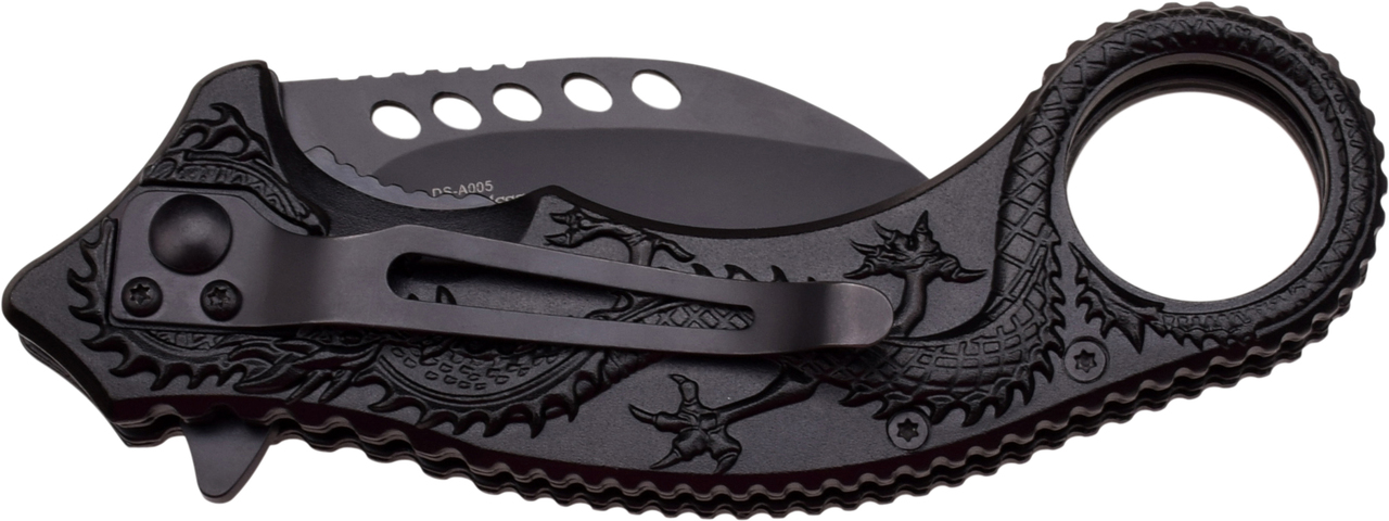 Dark Side Blades Blue Dragon Spring Assisted Knife w Finger Hole