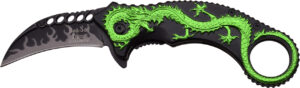 Dark Side Blades Green Dragon Spring Assisted Knife w Finger Hole