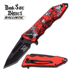 Dark Side Blades Tanto Spring Assist Tactical Knife Joker Skull Red