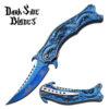 DARK SIDE BLADES Dragon Mirror Blue Titanium Blade Folding Pocket Knife