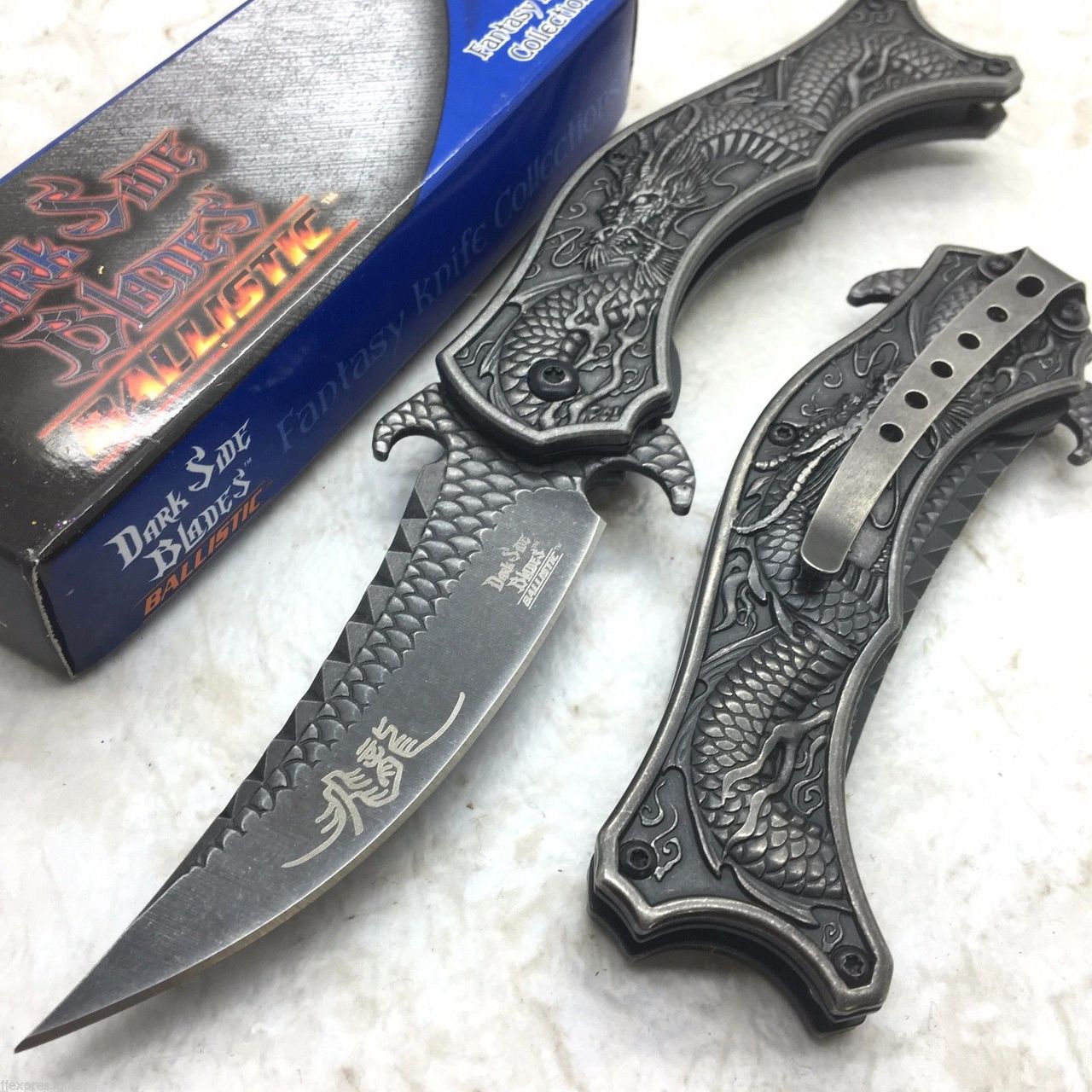 DARK SIDE BLADES Black Dragon Mirror Blade Folding Pocket Knife DS-A019SW