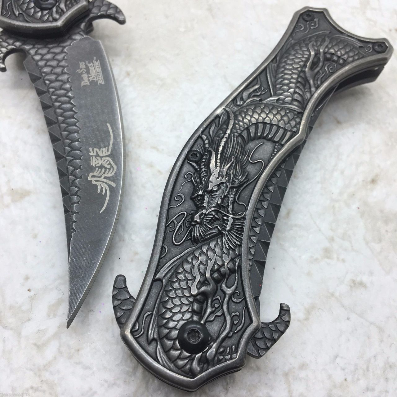 DARK SIDE BLADES Black Dragon Mirror Blade Folding Pocket Knife DS-A019SW