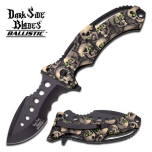 Dark Side Blades Grey Skull Camo Handle Fantasy Spring Assist Knife