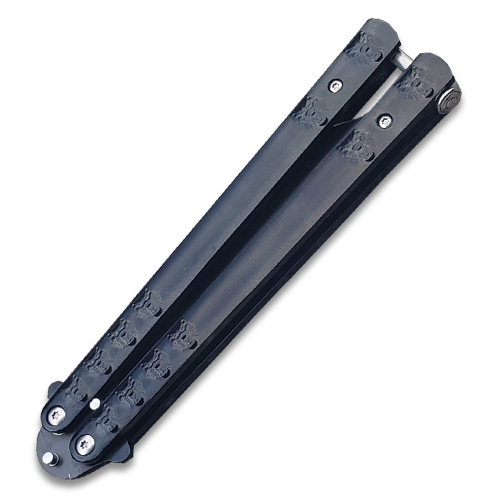 Lion Head Swift Black Balisong  Butterly Knife Tanto Blade