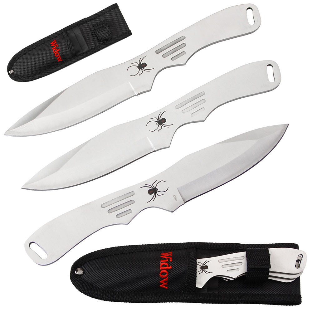 Spider Throwing Knives Set Silver