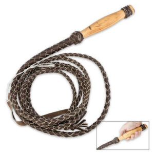 12 ft. Genuine Leather Bullwhip With Wood Handle.