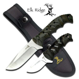 Elk Ridge 2-Pc. Camo Fixed-Blade Hunting Skinning Knife Set w/ Sheath