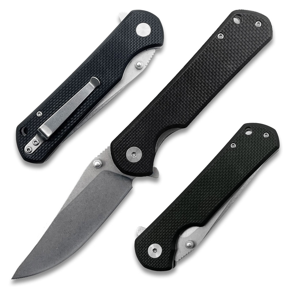 G-10  Ball Bearing opening  Folding Knife Black Handle