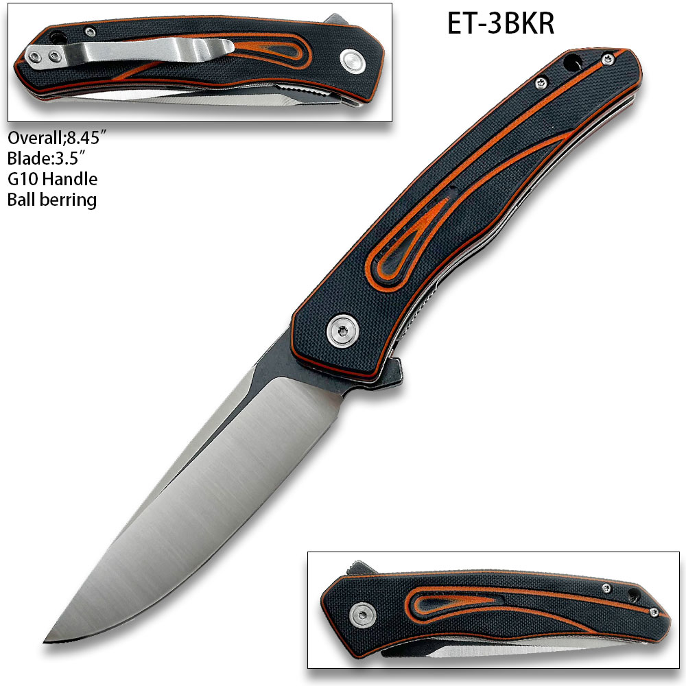 G-10  Ball Bearing opening  Folding Knife Black & Red Handle