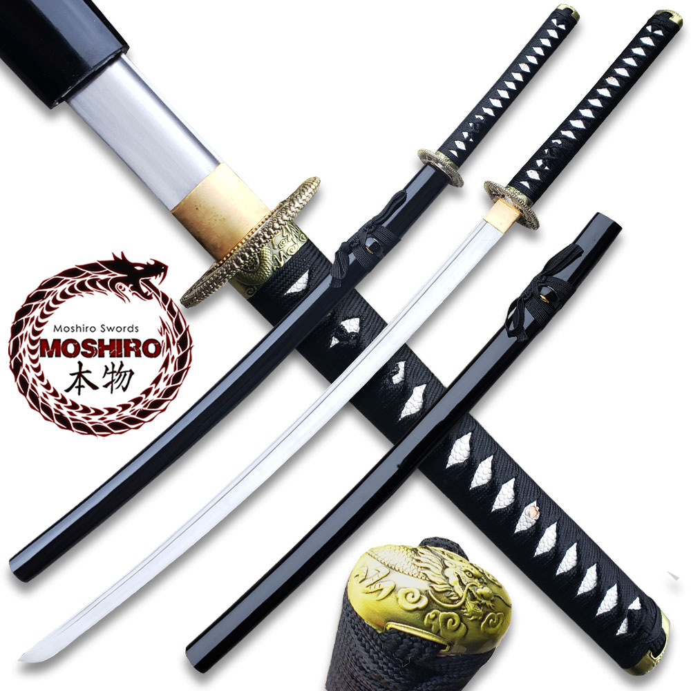 Black Moshiro  Honmono Functional Japanese Sword Sengoku Warrior Katana
