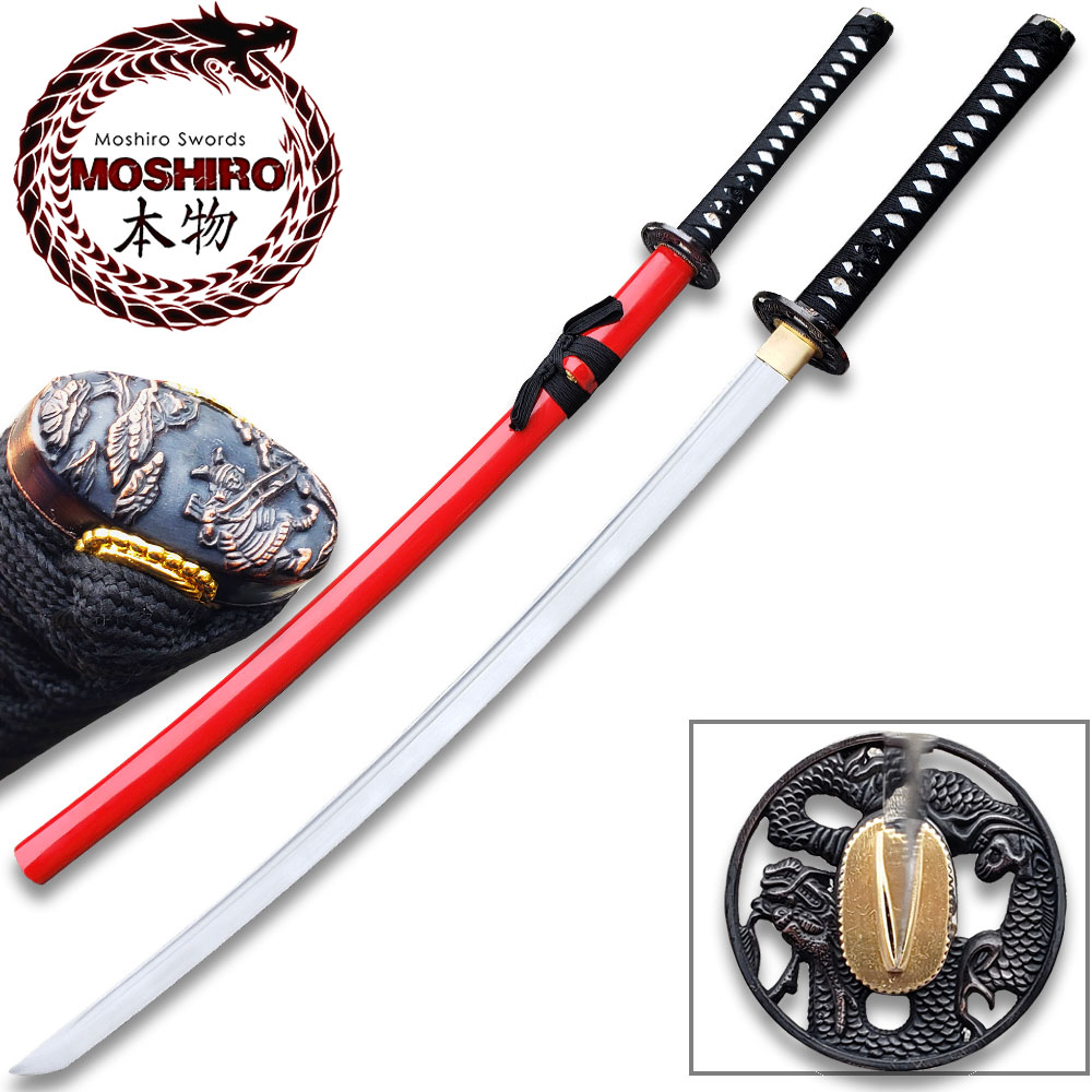 Red  Moshiro  Honmono Functional Japanese Sword Sengoku Warrior Katana
