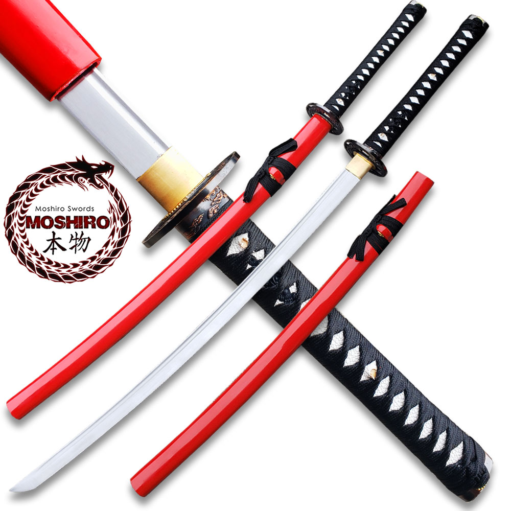 Red  Moshiro  Honmono Functional Japanese Sword Sengoku Warrior Katana