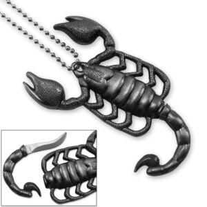 Scorpion Sting Neck Knife Necklace Pendant w Ball Chain All Metal
