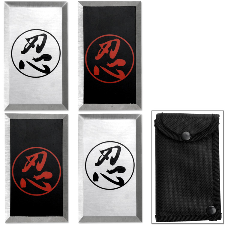 Feng Shui Steel Throwing Cards Martial Arts Set 4pcs Japanese Shinobi