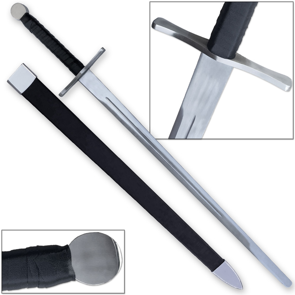 Case of 6pcs Knightly Medieval Crossguard Longsword 45.5in Sword w Wrapped Wooden Scabbard
