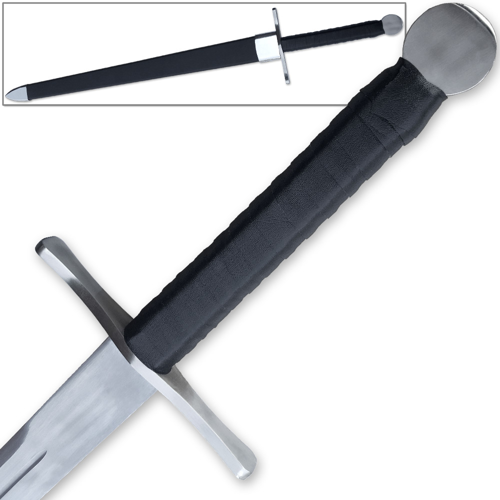 Case of 6pcs Knightly Medieval Crossguard Longsword 45.5in Sword w Wrapped Wooden Scabbard