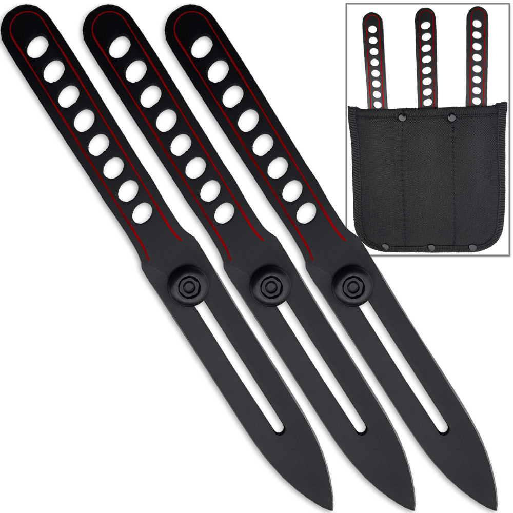 Competition Red Line Thrower Set Knives Precision Throwing Adjustable Counter Weight