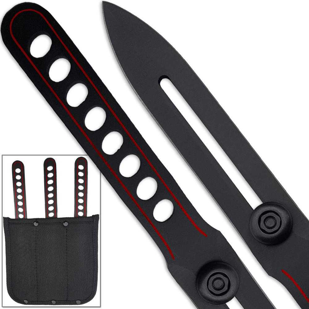 Competition Red Line Thrower Set Knives Precision Throwing Adjustable Counter Weight