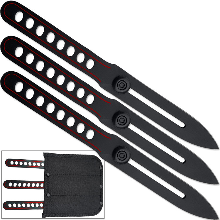 Competition Red Line Thrower Set Knives Precision Throwing Adjustable Counter Weight