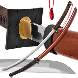 Extreme Curve Custom Handmade Katana with Red Pendent