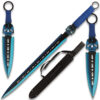 BLUE DEMON WARRIOR  SWORD 26.5" OVERALL 2 PCS THROWING KNIFE SET