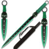 GREEN DEMON WARRIOR  SWORD 26.5" OVERALL 2 PCS THROWING KNIFE SET