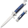 9"Premium Stiletto Milano Style Spring Assisted Marble Blue Handle