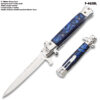 9"Premium Stiletto Milano Style Spring Assisted Marble Blue Handle