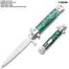 9"Premium Stiletto Milano Style Spring Assisted Marble Green Handle